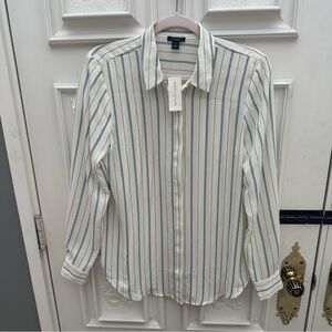 Ann Taylor - Striped Button-Up Shirt - Medium